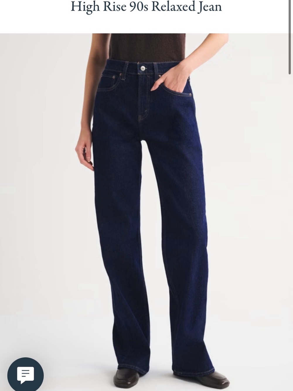 Abercrombie high rise 90s relaxed jean in dark rinse, size 32 SHORT